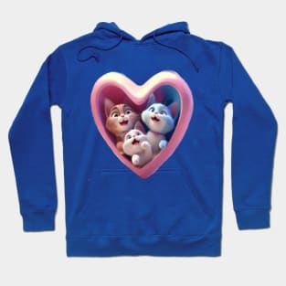 Super cute kittens laughing in a heart shaped frame Hoodie